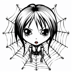 Eerie Goth-style Black Widow Spider Coloring Pages 2