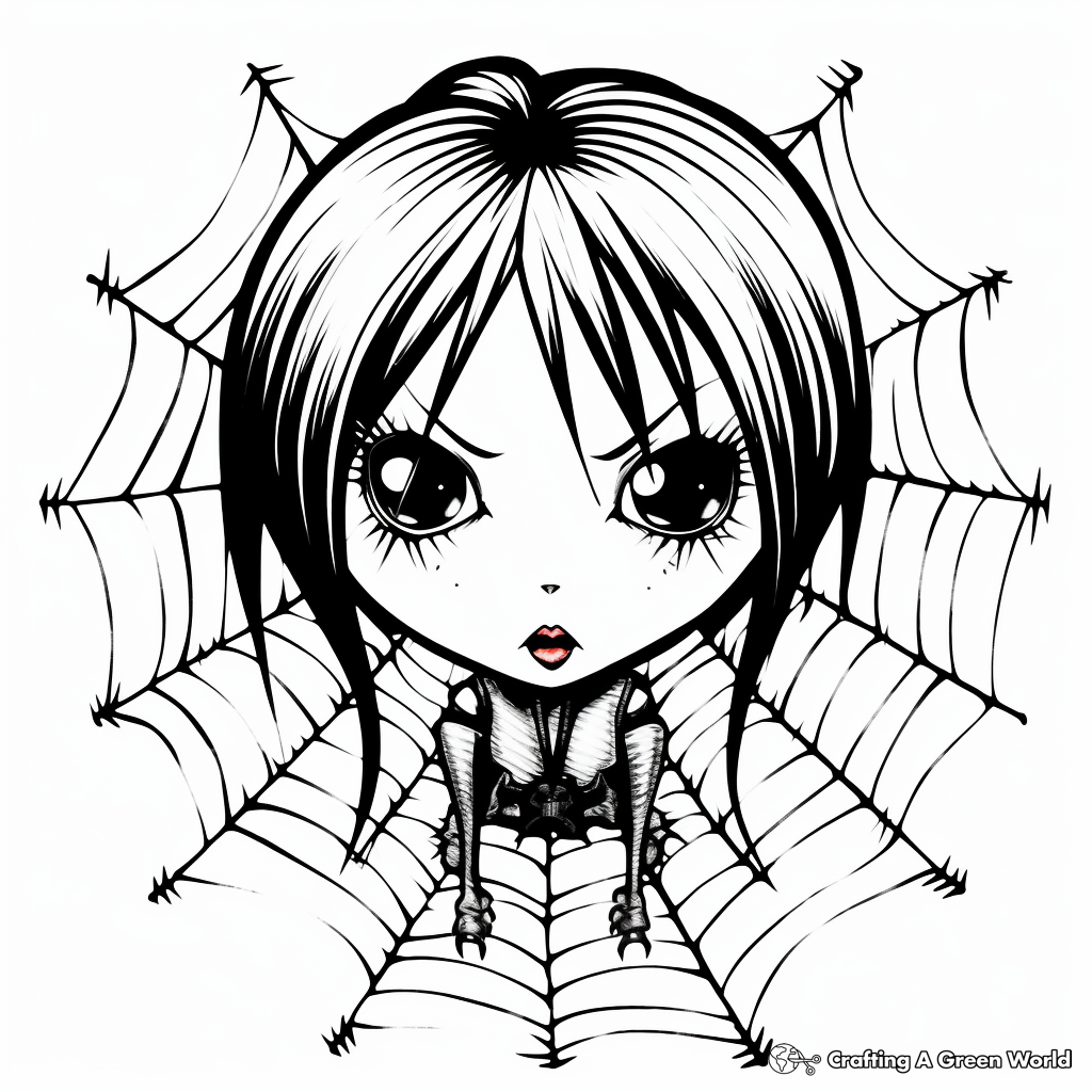 Eerie Goth-style Black Widow Spider Coloring Pages 2