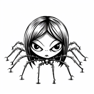 Eerie Goth-style Black Widow Spider Coloring Pages 3
