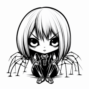 Eerie Goth-style Black Widow Spider Coloring Pages 4