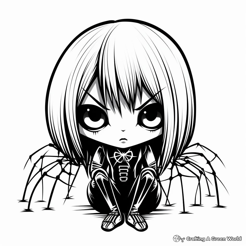 Eerie Goth-style Black Widow Spider Coloring Pages 4