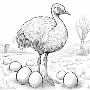 Egg-laying Emu: Nature Scene Coloring Pages 4