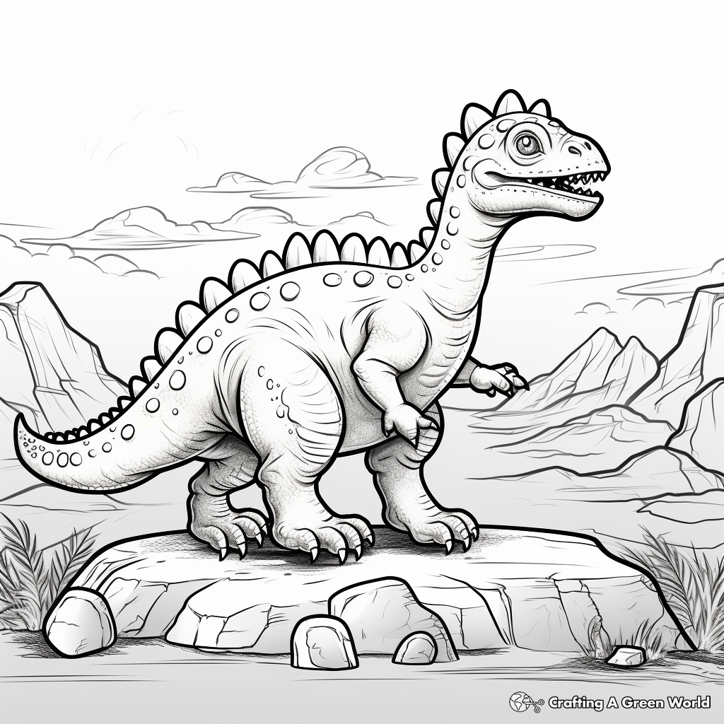 Egg-Laying Pachycephalosaurus: Nature Scene Coloring Pages 4