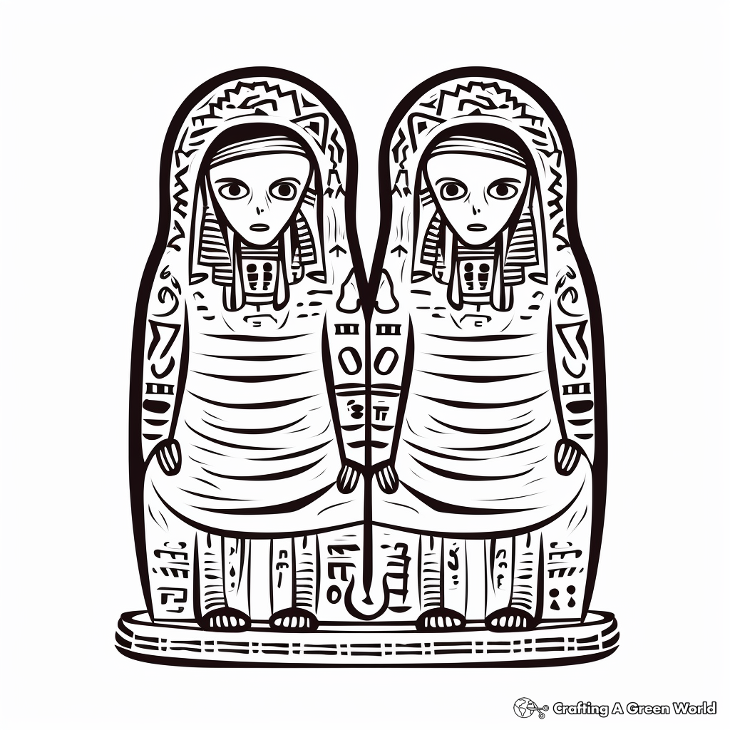 Egyptian Mummies and Sarcophagus Coloring Pages 2