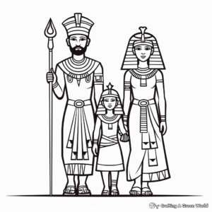 Egyptian Royalty Coloring Pages: King, Queen, and Prince 2