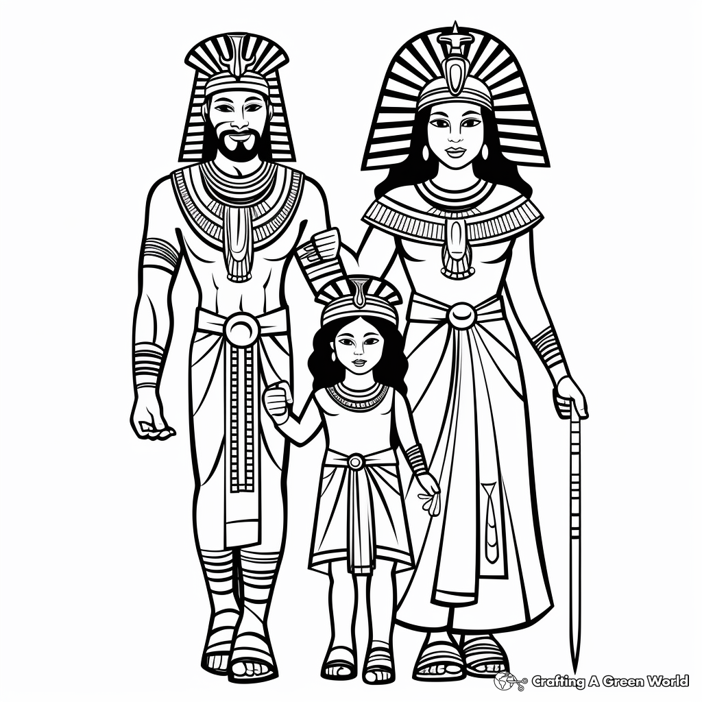 Egyptian Royalty Coloring Pages: King, Queen, and Prince 3