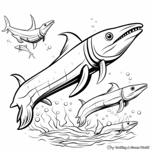 Elasmosaurus Among Other Dinosaurs Coloring Pages 2