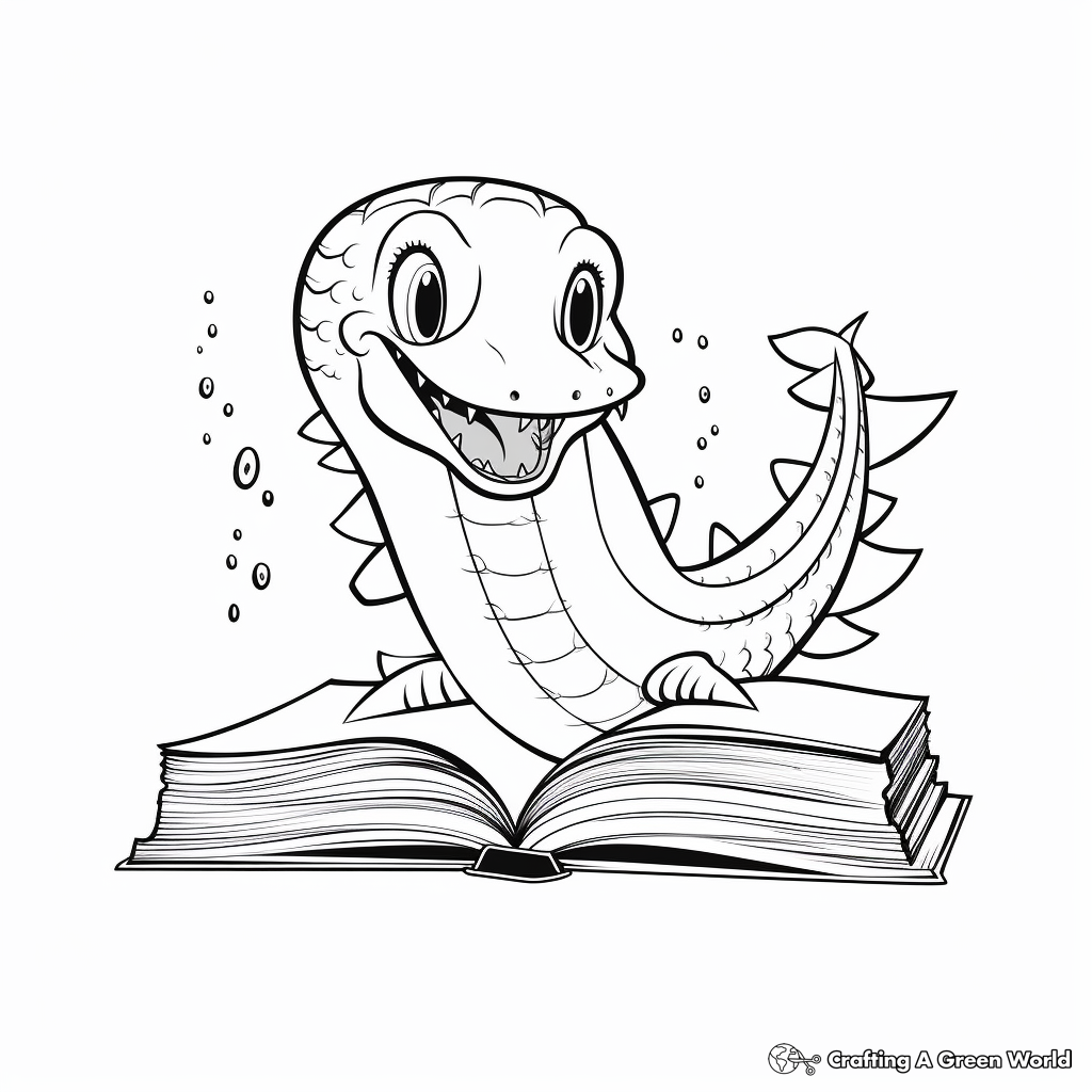 Elasmosaurus Printable Coloring Page Flip Book 2