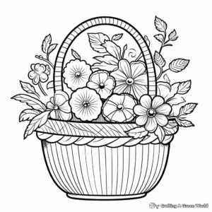 Elder-friendly Simple Flower Basket Coloring Pages 1