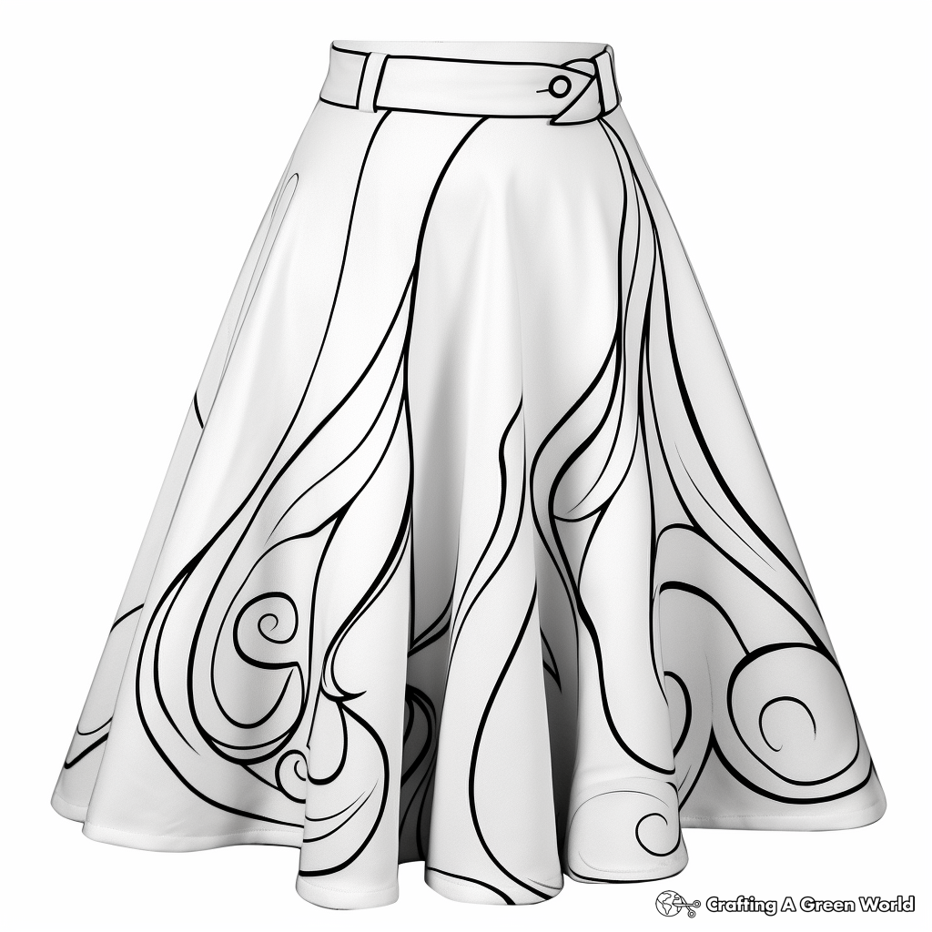 Elegant A-Line Skirt Coloring Pages 4