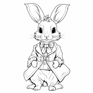 Elegant Aristocratic Bunny Coloring Pages for Adults 1