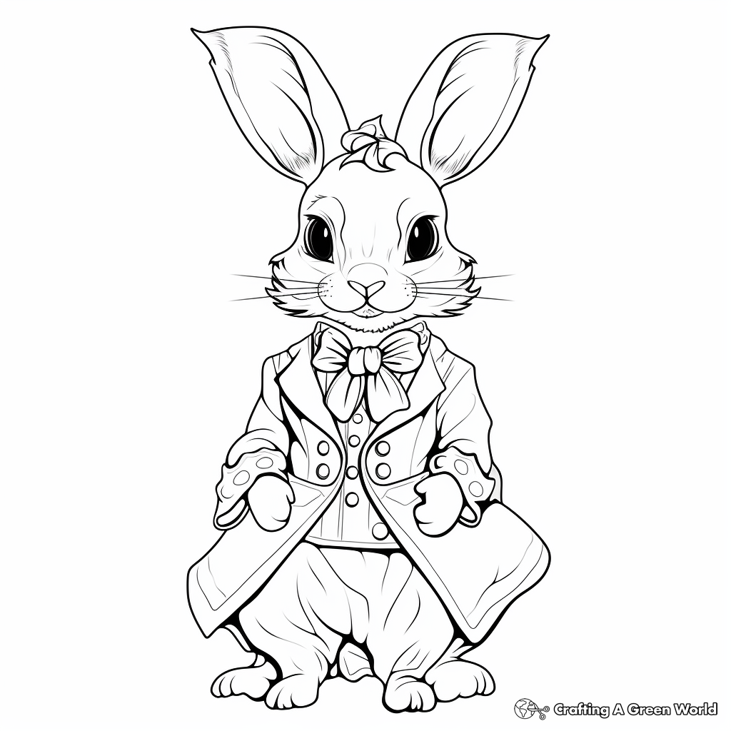 Elegant Aristocratic Bunny Coloring Pages for Adults 1
