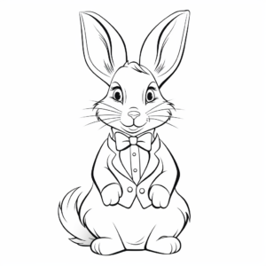 Elegant Aristocratic Bunny Coloring Pages for Adults 3