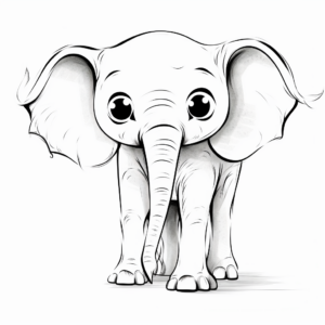Elegant Big Eyed Elephant Coloring Pages 4