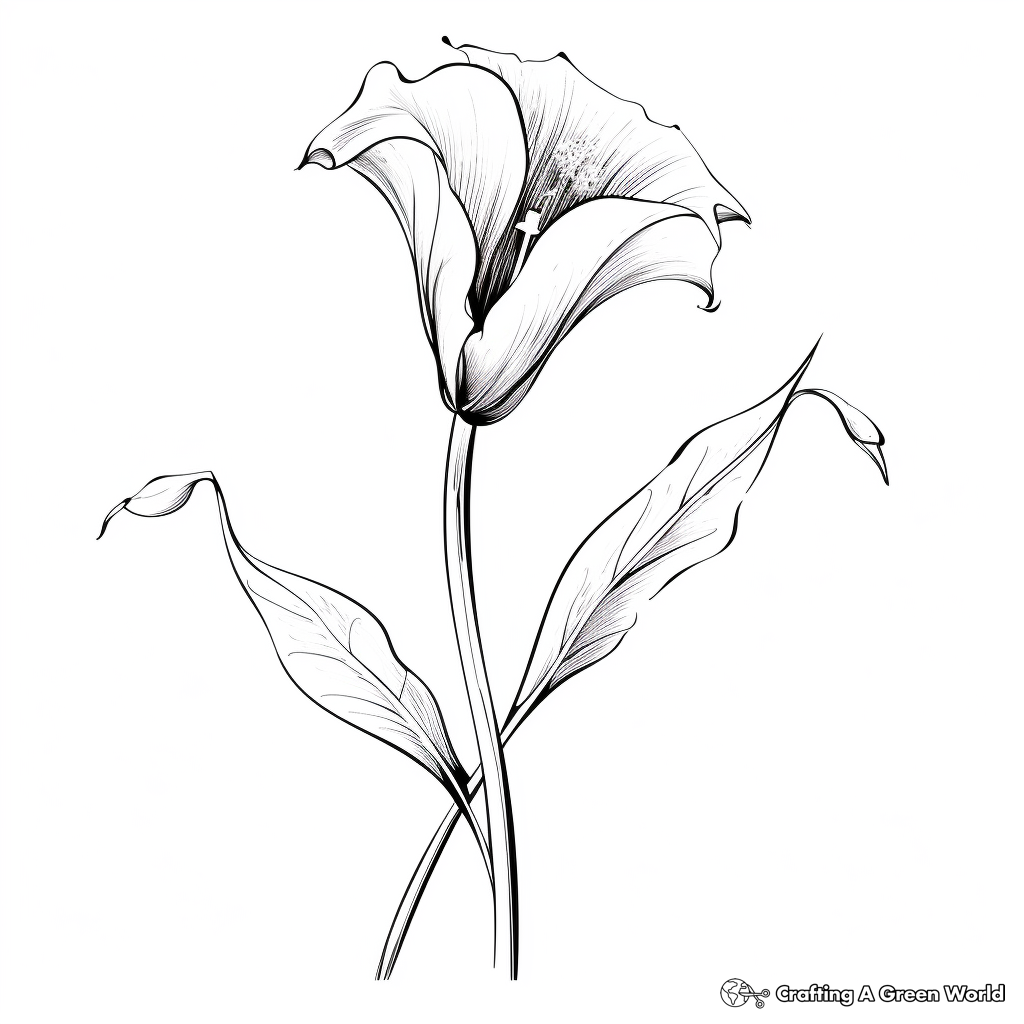 Elegant Calla Lily Coloring Pages for Adults 4