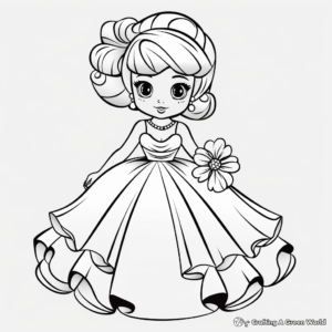 Elegant Cinderella Ball Gown Dress Coloring Pages 2
