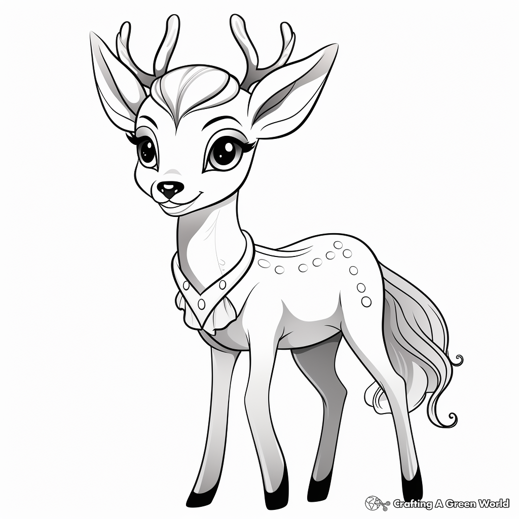 Elegant Deer Princess Coloring Pages 2