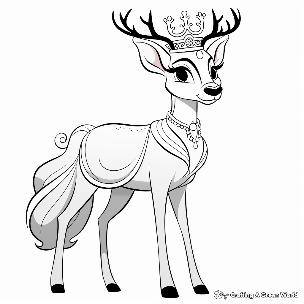 Elegant Deer Princess Coloring Pages 3