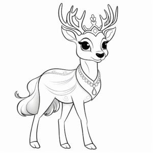 Elegant Deer Princess Coloring Pages 4