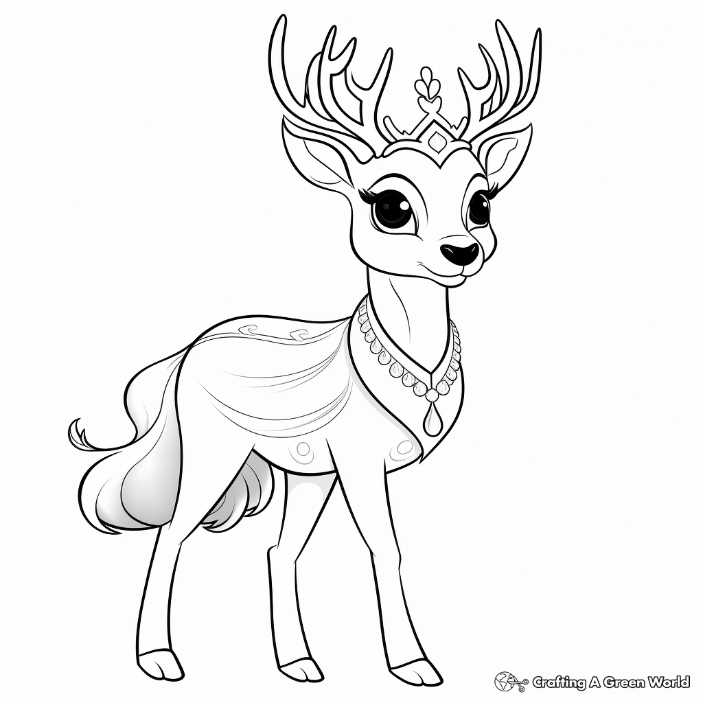 Elegant Deer Princess Coloring Pages 4
