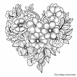 Elegant Heart with Flowers Coloring Pages 3
