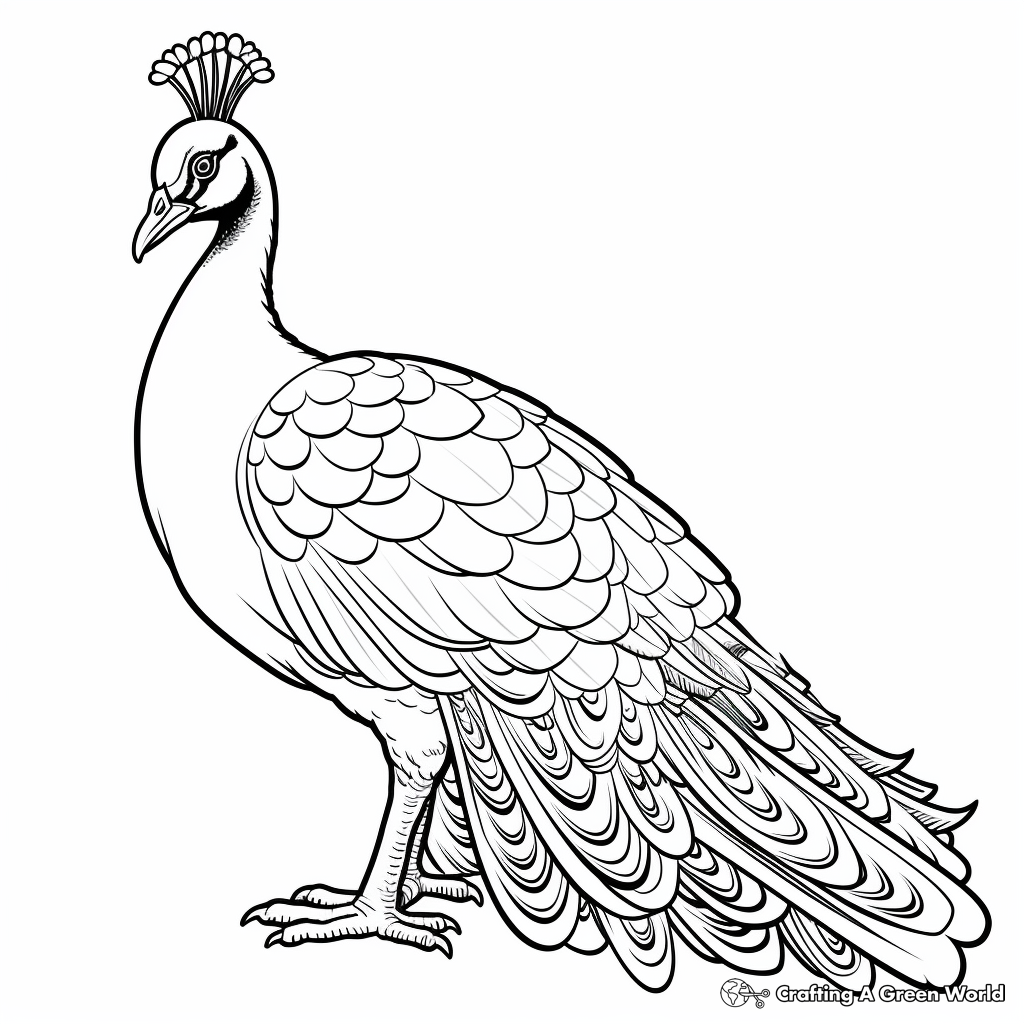 Elegant Imperial Peacock Coloring Pages 1