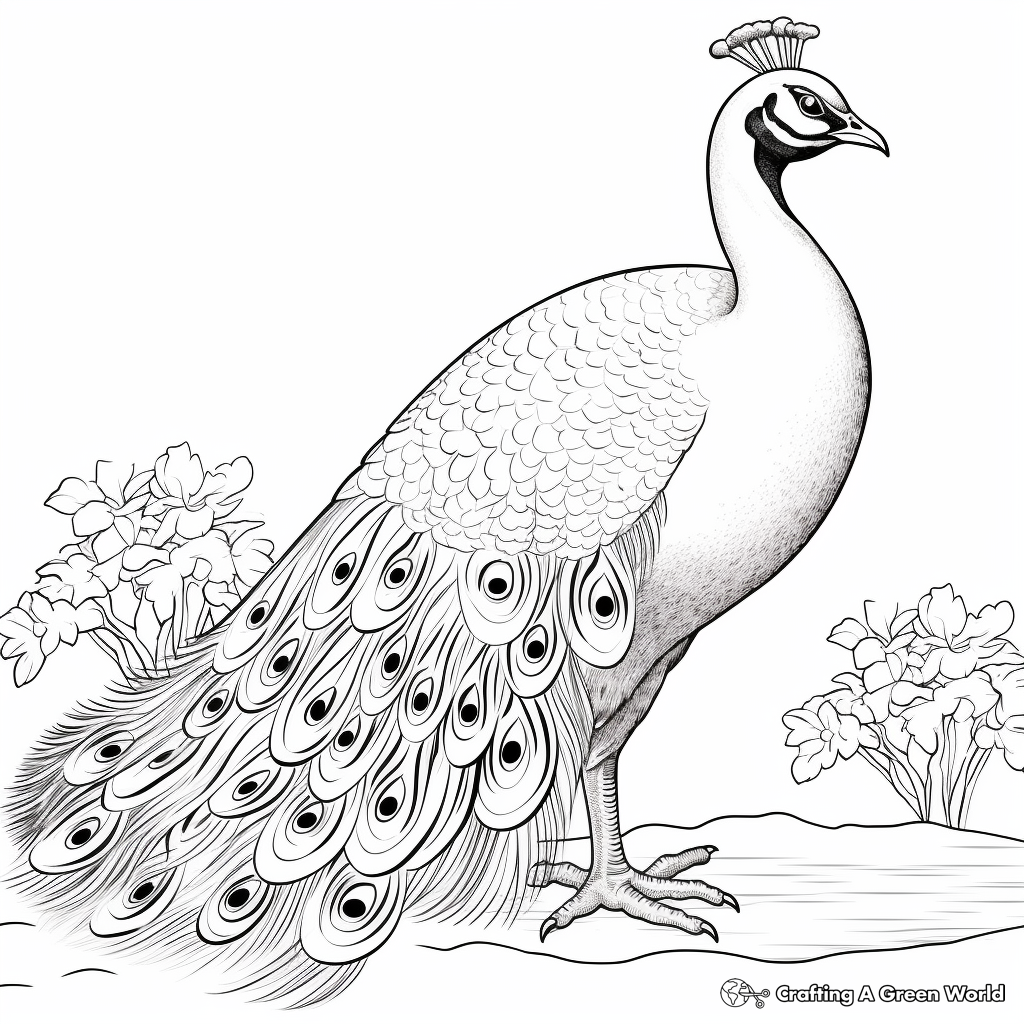 Elegant Imperial Peacock Coloring Pages 2