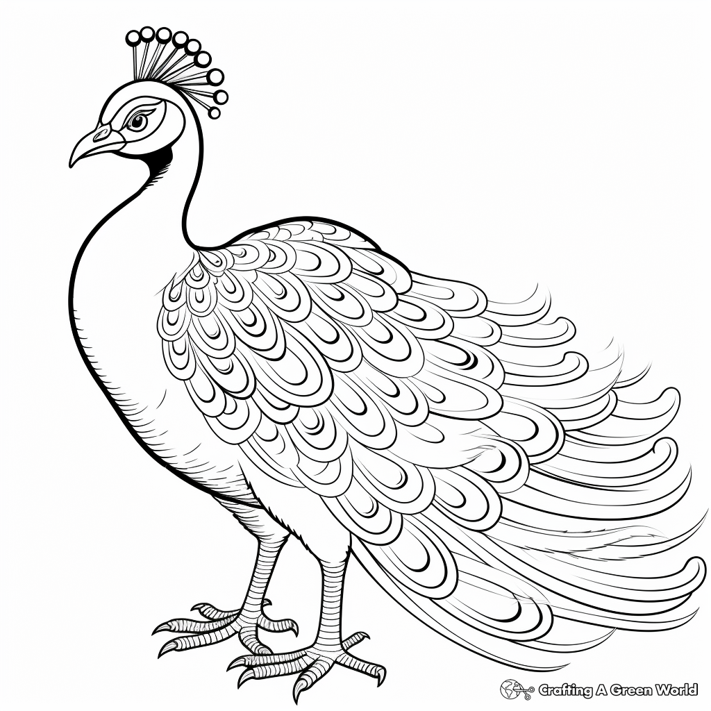 Elegant Imperial Peacock Coloring Pages 3