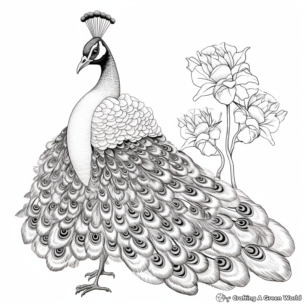 Elegant Imperial Peacock Coloring Pages 4