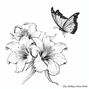 Elegant Lily and Butterfly Coloring Pages for Artists 2