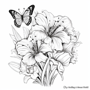 Elegant Lily and Butterfly Coloring Pages for Artists 4