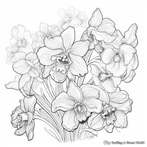 Elegant Orchid Coloring Pages for Adults 2