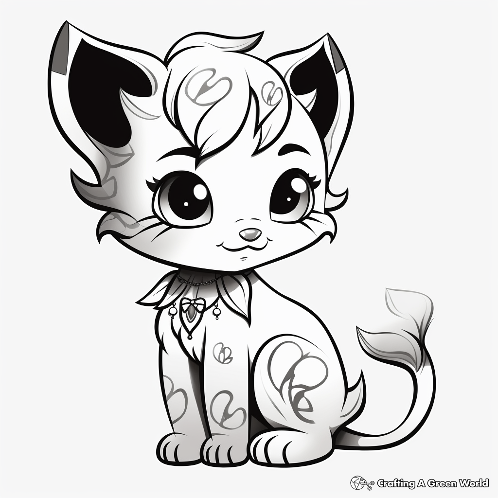 Elegant Oriental Short Hair Kitty Coloring Pages 1
