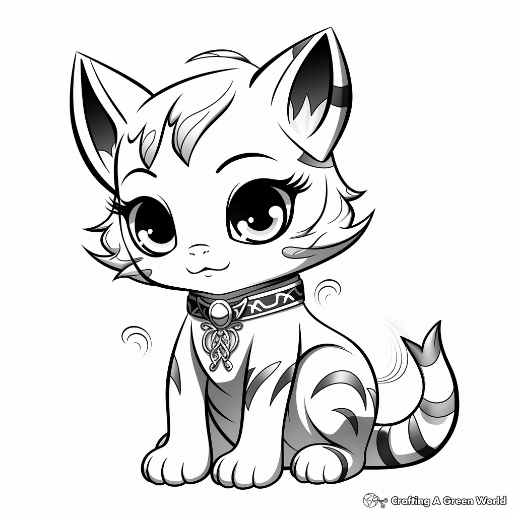 Elegant Oriental Short Hair Kitty Coloring Pages 2