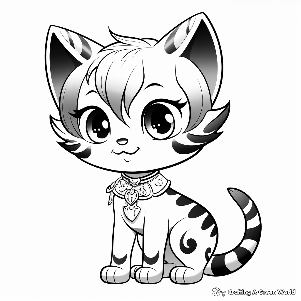 Elegant Oriental Short Hair Kitty Coloring Pages 3
