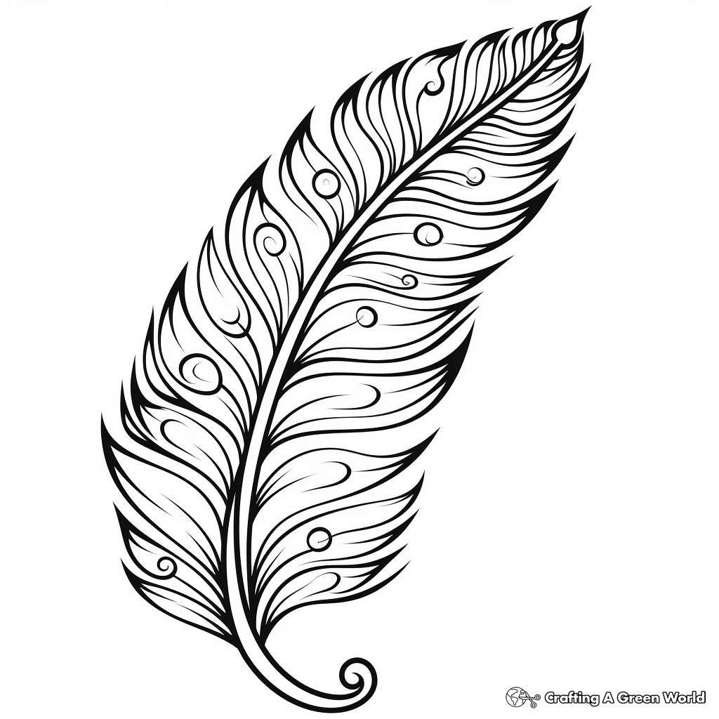Elegant Peacock Feather Design Coloring Pages 1