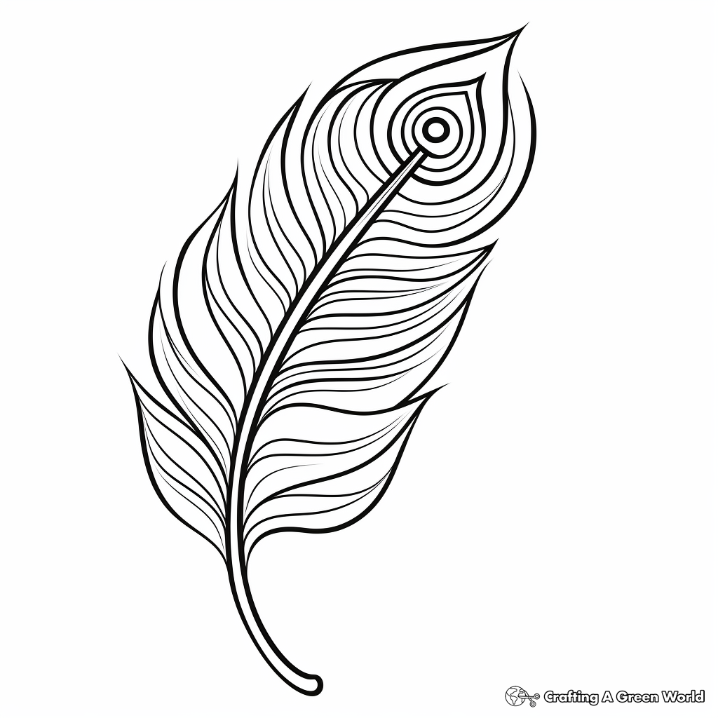 Elegant Peacock Feather Design Coloring Pages 4
