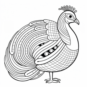 Elegant Peacock Pheasant Coloring Sheets 2