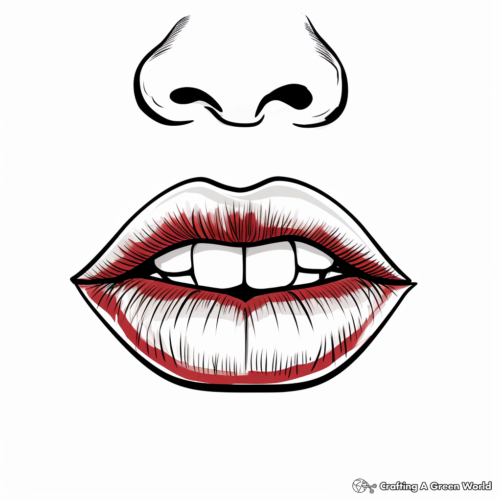 Elegant Red Lipstick Lips Coloring Pages 1