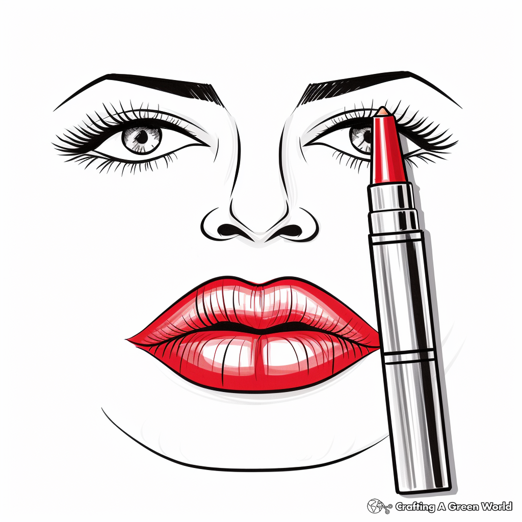 Elegant Red Lipstick Lips Coloring Pages 2