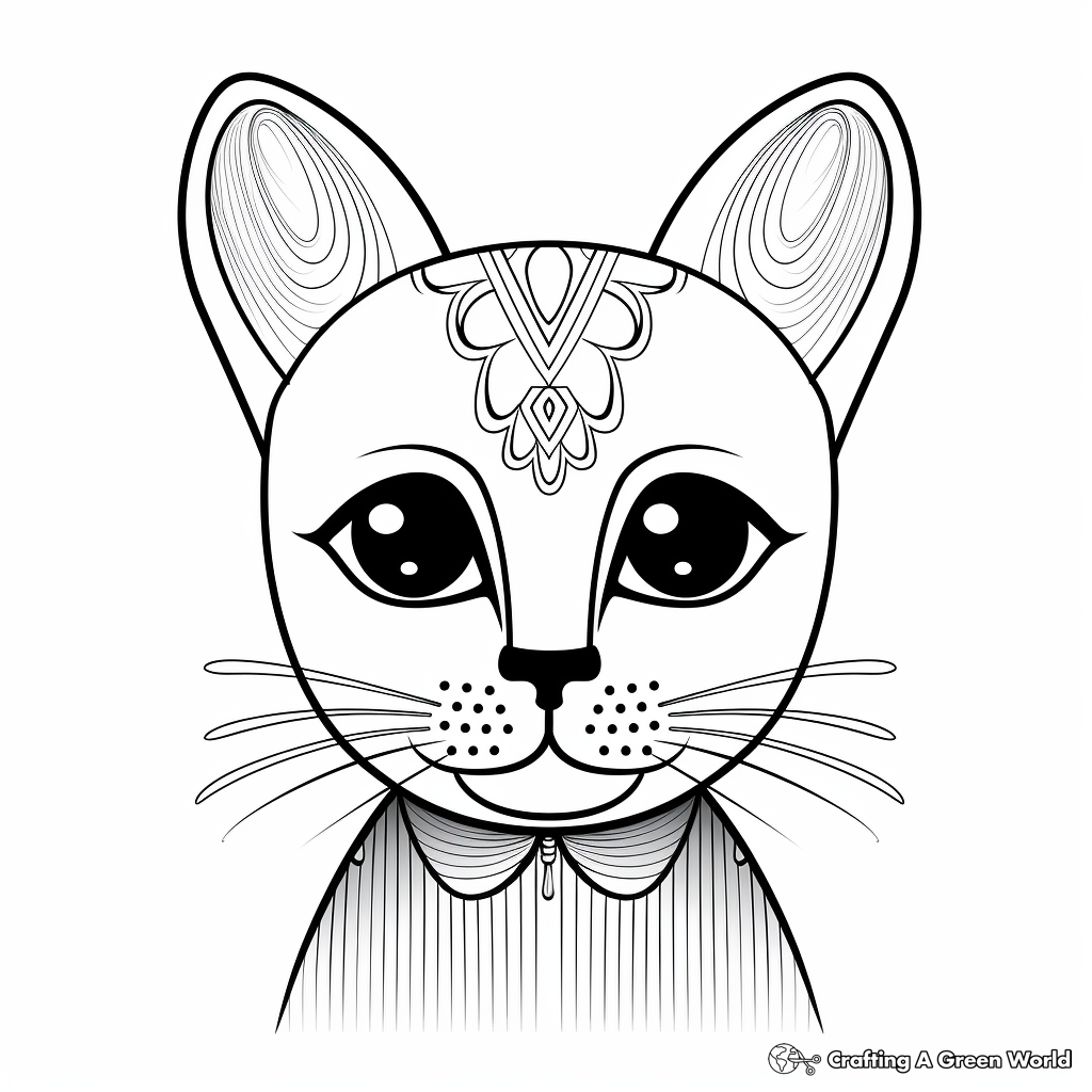 Elegant Russian Blue Cat Face Coloring Pages 1
