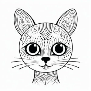 Elegant Russian Blue Cat Face Coloring Pages 2