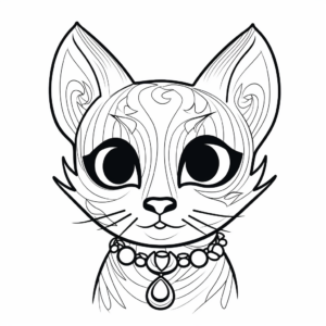 Elegant Russian Blue Cat Face Coloring Pages 3