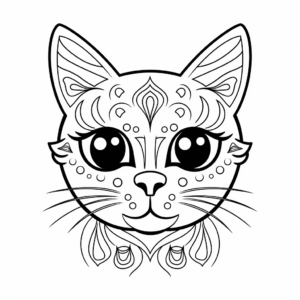Elegant Russian Blue Cat Face Coloring Pages 4