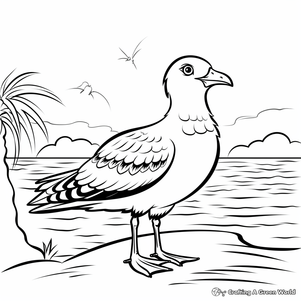Elegant Seagull in Sunset Coloring Pages 1