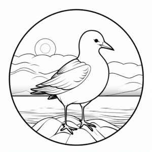 Elegant Seagull in Sunset Coloring Pages 2