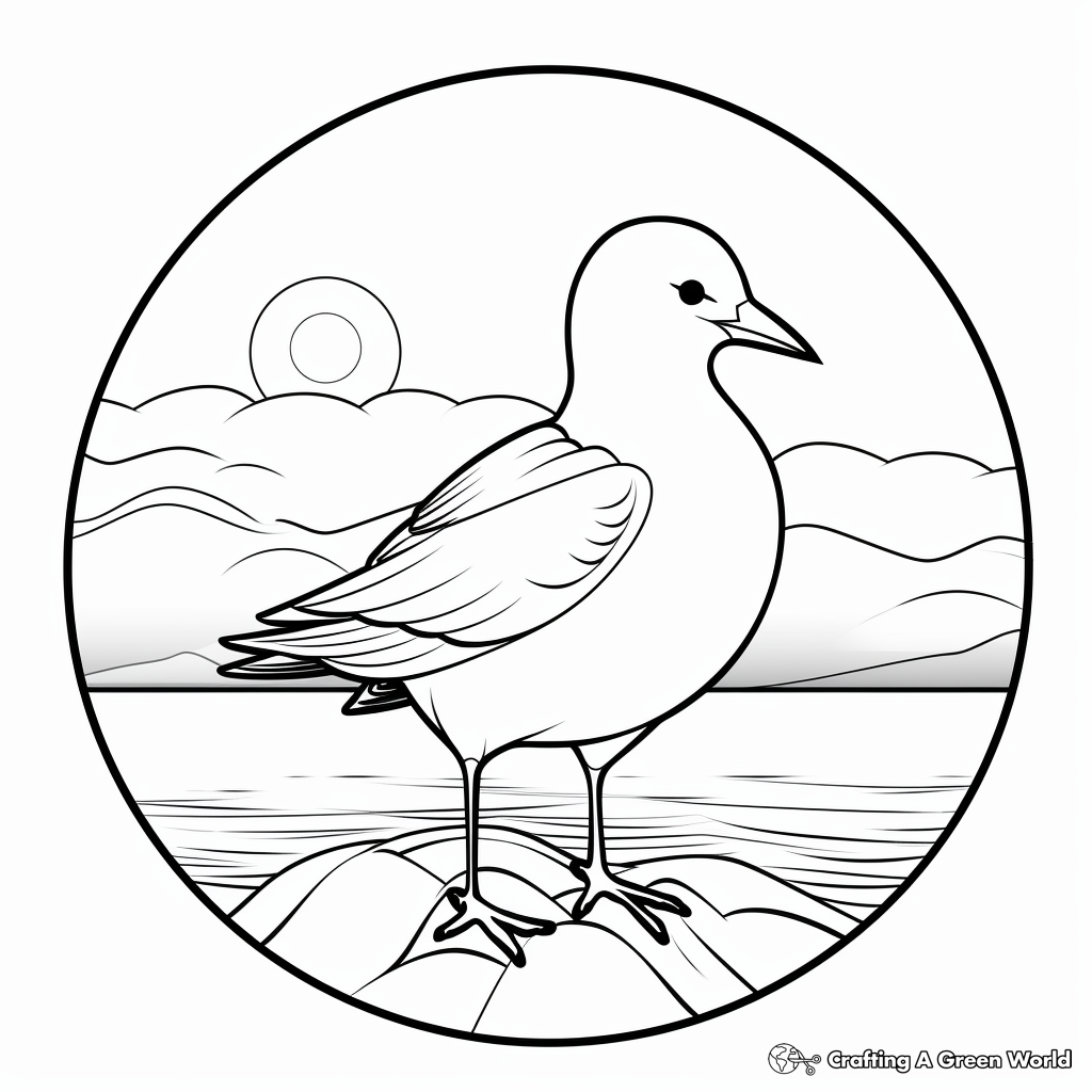 Elegant Seagull in Sunset Coloring Pages 2