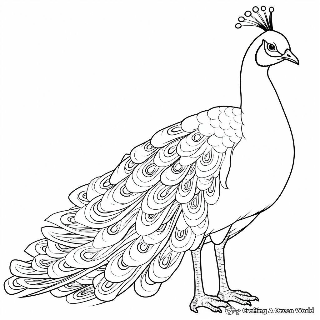 Elegant White Peacock Coloring Sheets 4