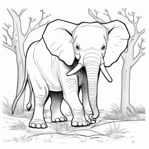 Elephant Long Trunk Adaptation Coloring Pages 2