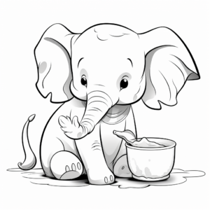 Elephant Savoring Boba Coloring Sheets 3